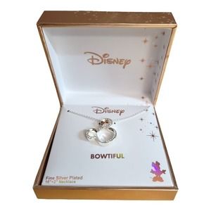 NEW Disney Two-Tone 14k Rose Gold & Silver Plated Crystal Minnie Mouse Necklace